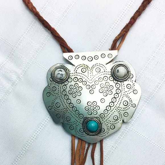 Free People Southwestern Etched Necklace w Fringe - Picture 3 of 6