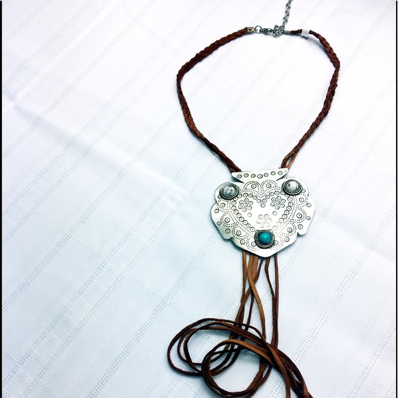 Free People Southwestern Etched Necklace w Fringe - Picture 4 of 6