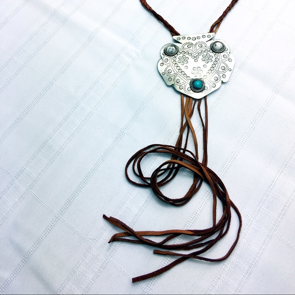 Free People Southwestern Etched Necklace w Fringe - Picture 2 of 6