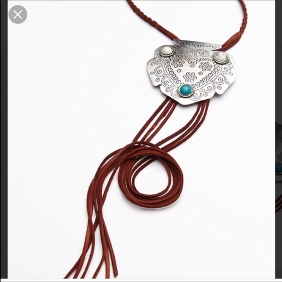 Free People Southwestern Etched Necklace w Fringe - Picture 6 of 6