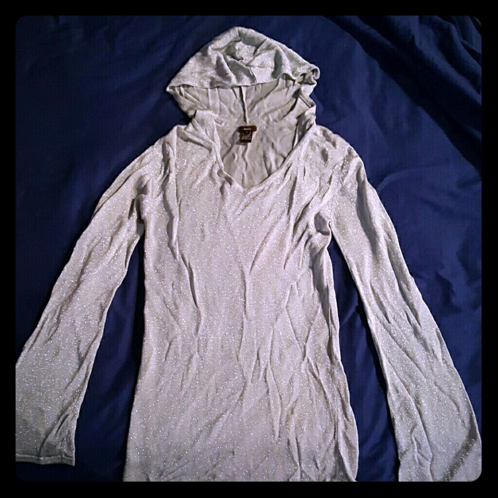 Silver glitter hooded shirt