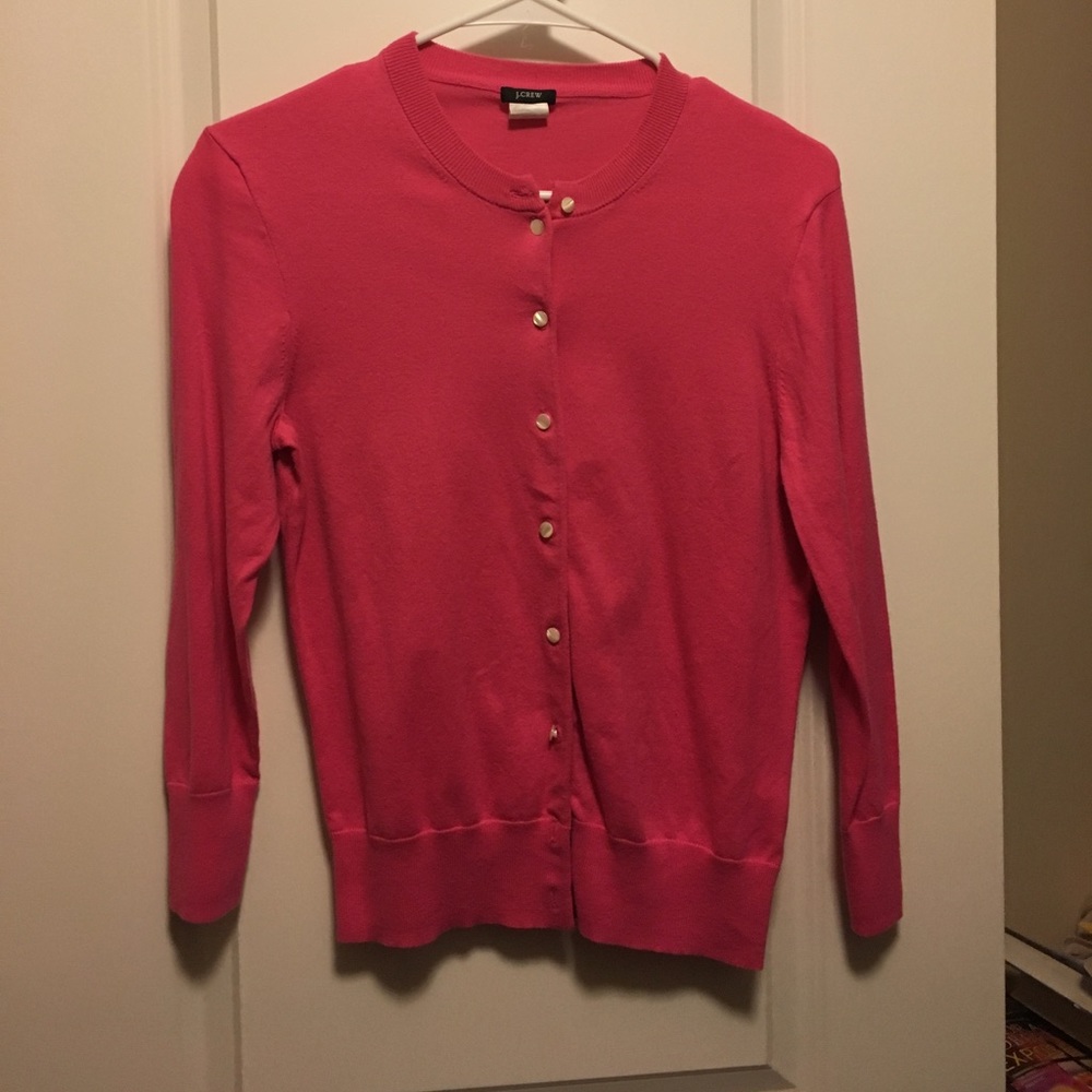 Hot pink J. Crew cardigan