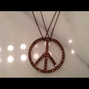 Fossil Deep Copper Peace Sign Necklace
