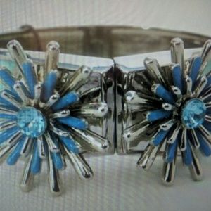 Vince Camuto Turquoise Rhinestone Flower Cuff