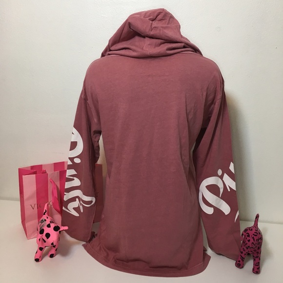 NEW PINK VS LOGO CAMPUS HOODIE TEE T SHIRT - Picture 6 of 7