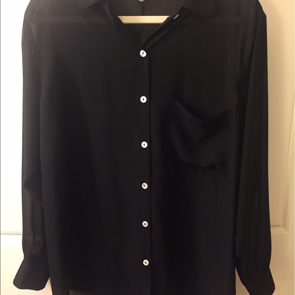Sheer black button down