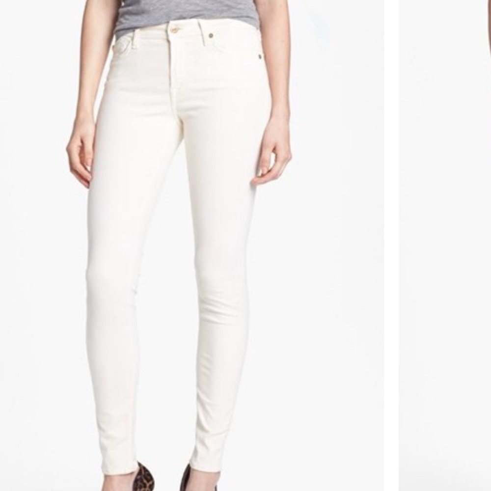 7 for All Mankind Sateen Skinny Jeans Winter White