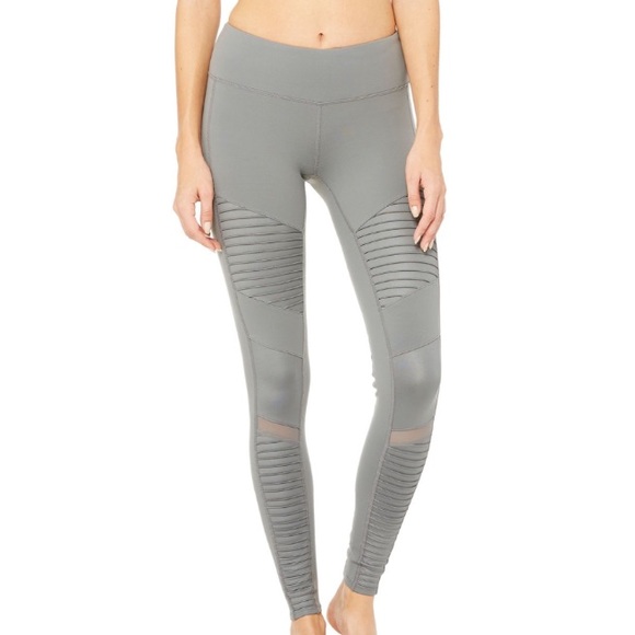 ALO Yoga Pants - ALO Moto Leggings Gray Small