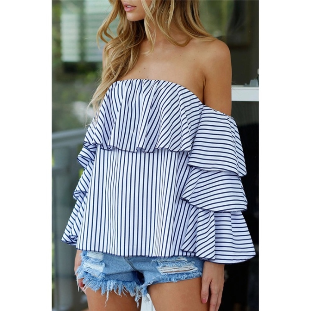 🌟Last 🆕Faye Ruffle Sleeve off The Shoulder Top - Picture 3 of 8