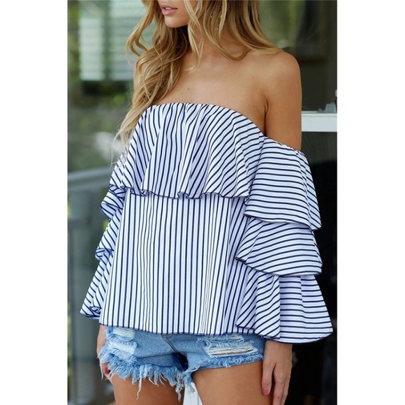 🌟Last 🆕Faye Ruffle Sleeve off The Shoulder Top - Picture 3 of 8