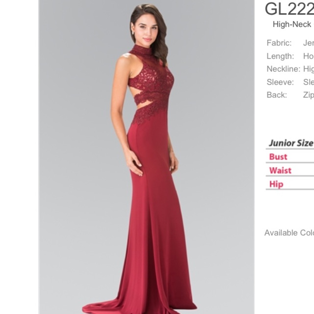 REDUCED Burgundy High Collar Formal Gown