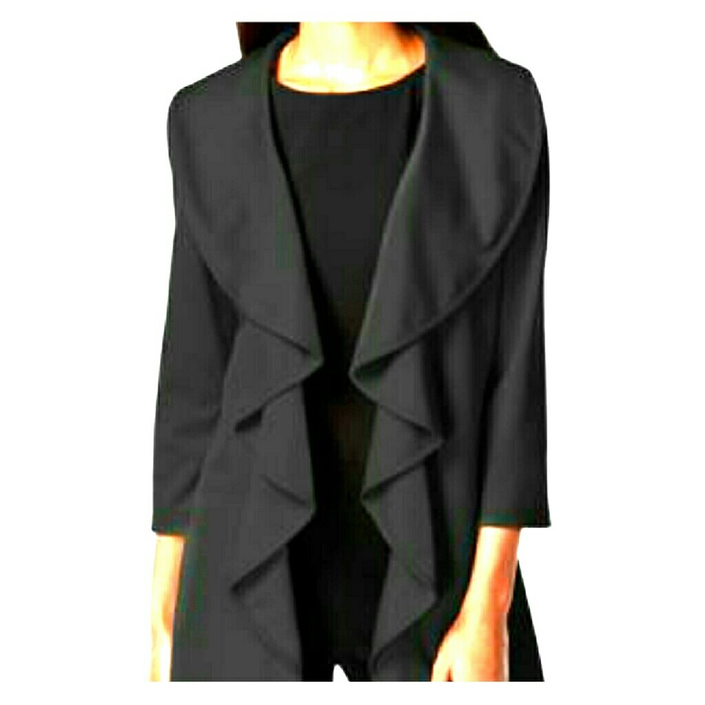 Calvin Klein Open Front Ruffle Soft Jacket. Size P