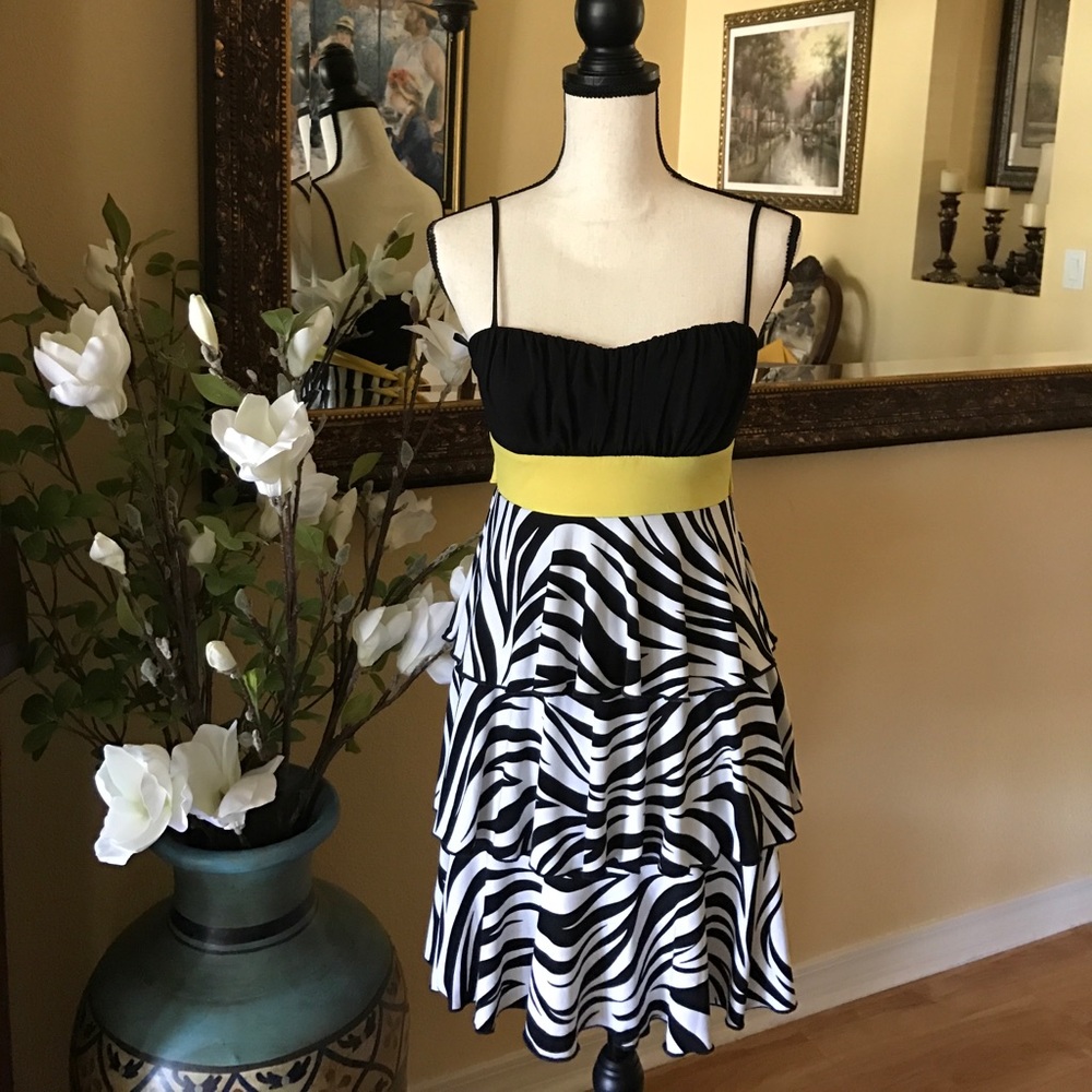 Sweet Storm Woman's Black Zebra Print Dress Size M