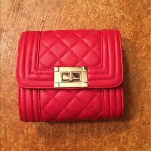Red quilted purse