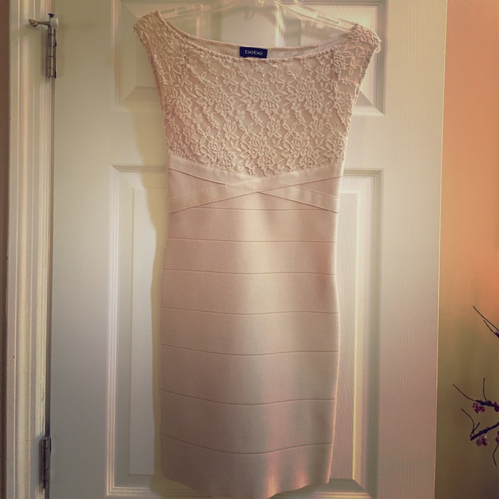 Cream beautiful cocktail Bebe dress