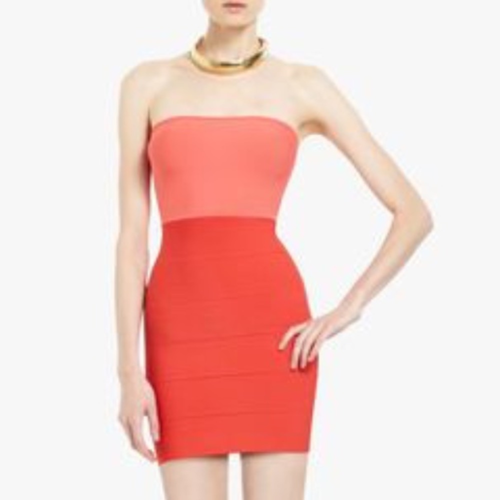 Bcbg alyona bandage dress coral colorblock