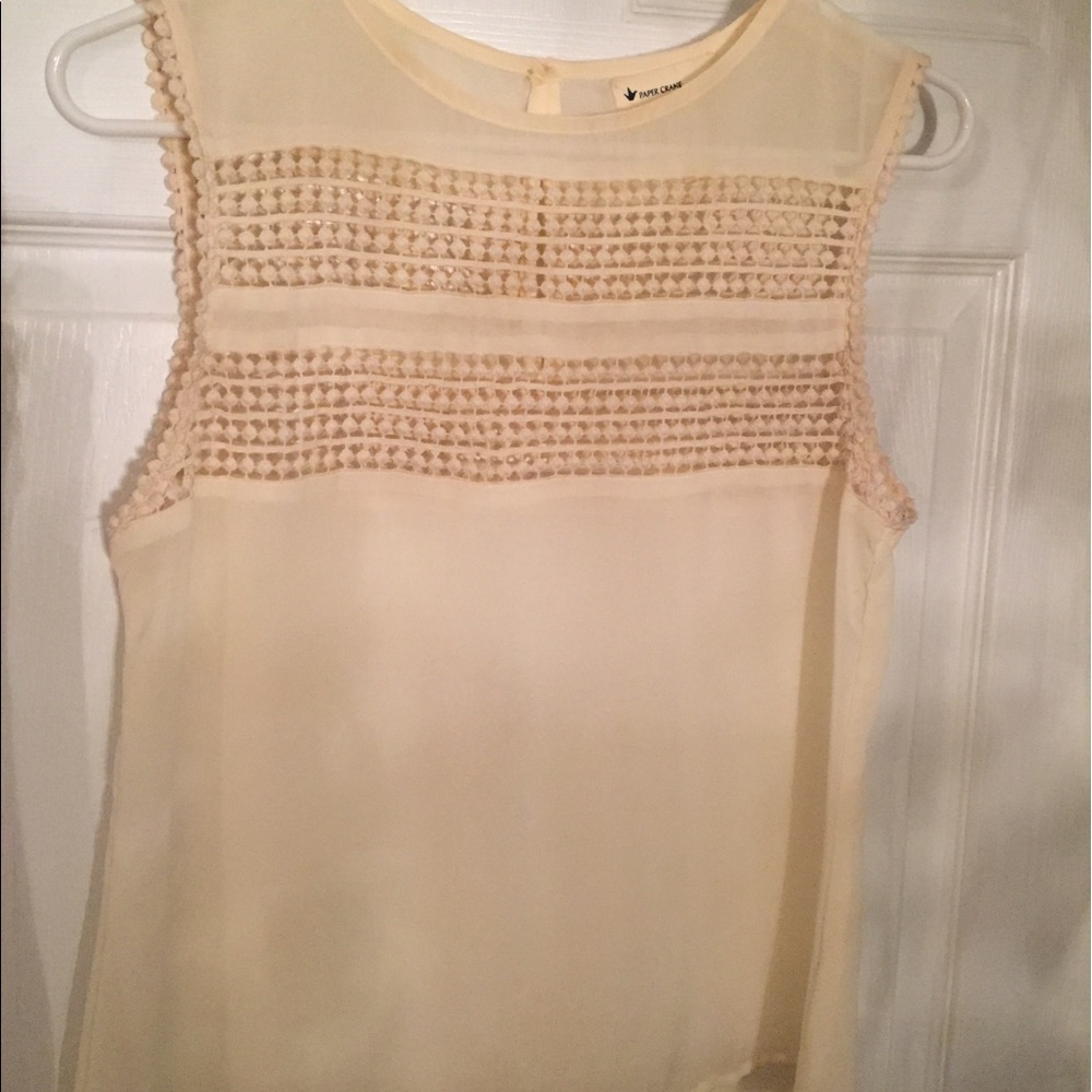 Cream sheer sleeveless top