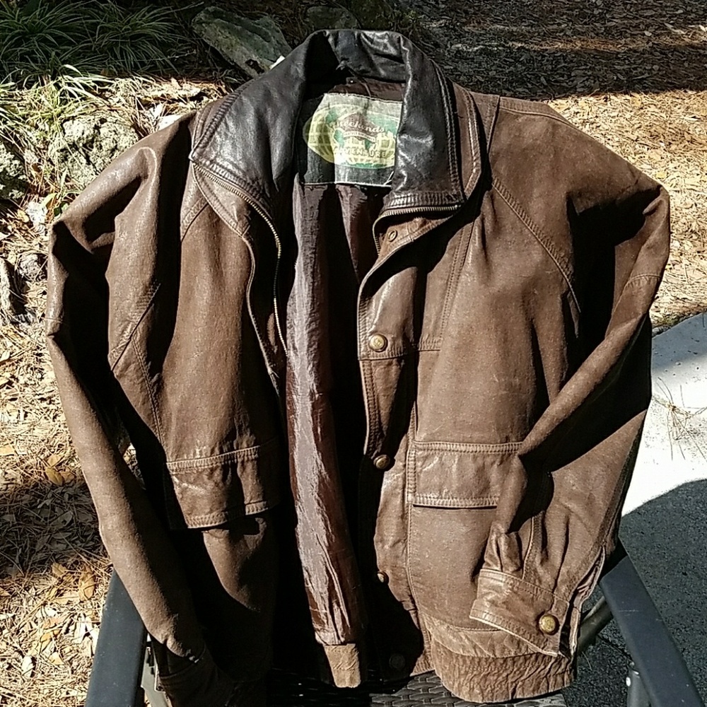 Genuine leather mens jacket.