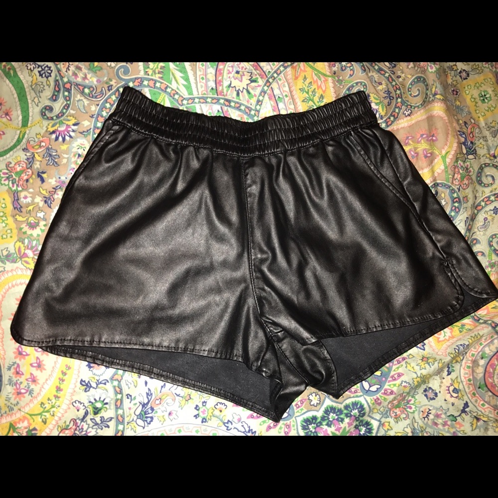 Black leather shorts festival fashion rave