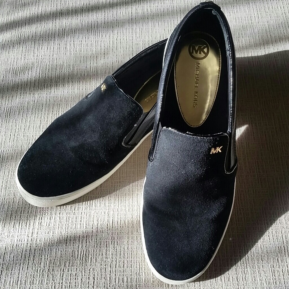 Michael Kors black suede Keaton slip on shoes