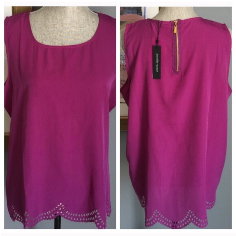 Jennifer & Grace Laser Cut Zipper Back Top