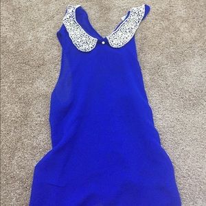 Pretty blue sheer top with collar detail