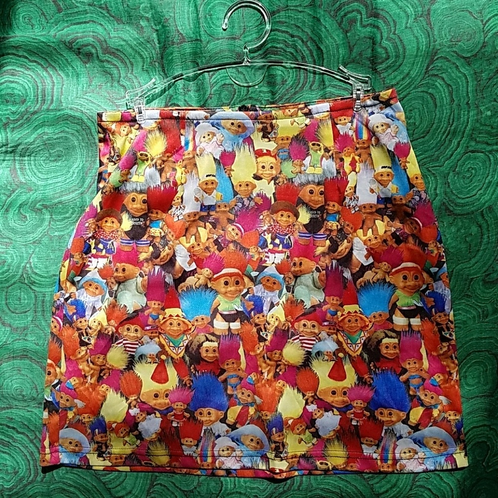 Vintage 90s troll mini skirt trippy