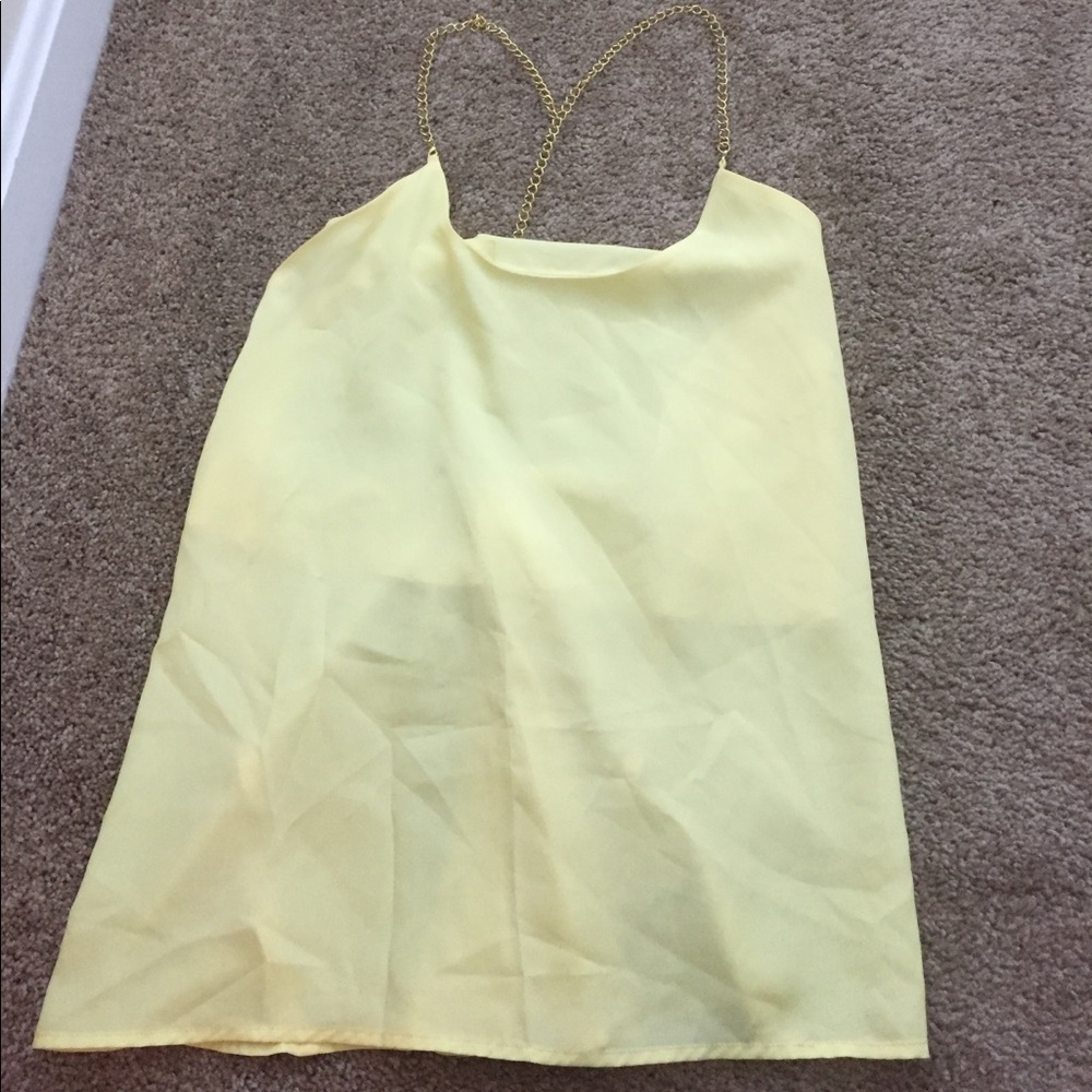 Pretty yellow cami with gold chain straps