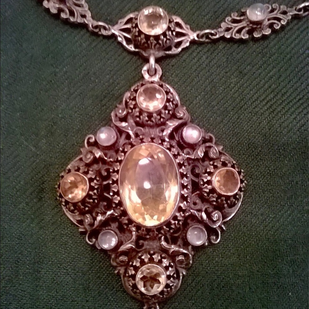 REAL Vintage 1930's Silver Ornate English Necklace