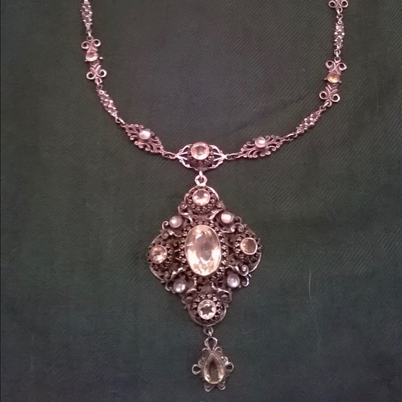 REAL Vintage 1930\'s Silver Ornate English Necklace