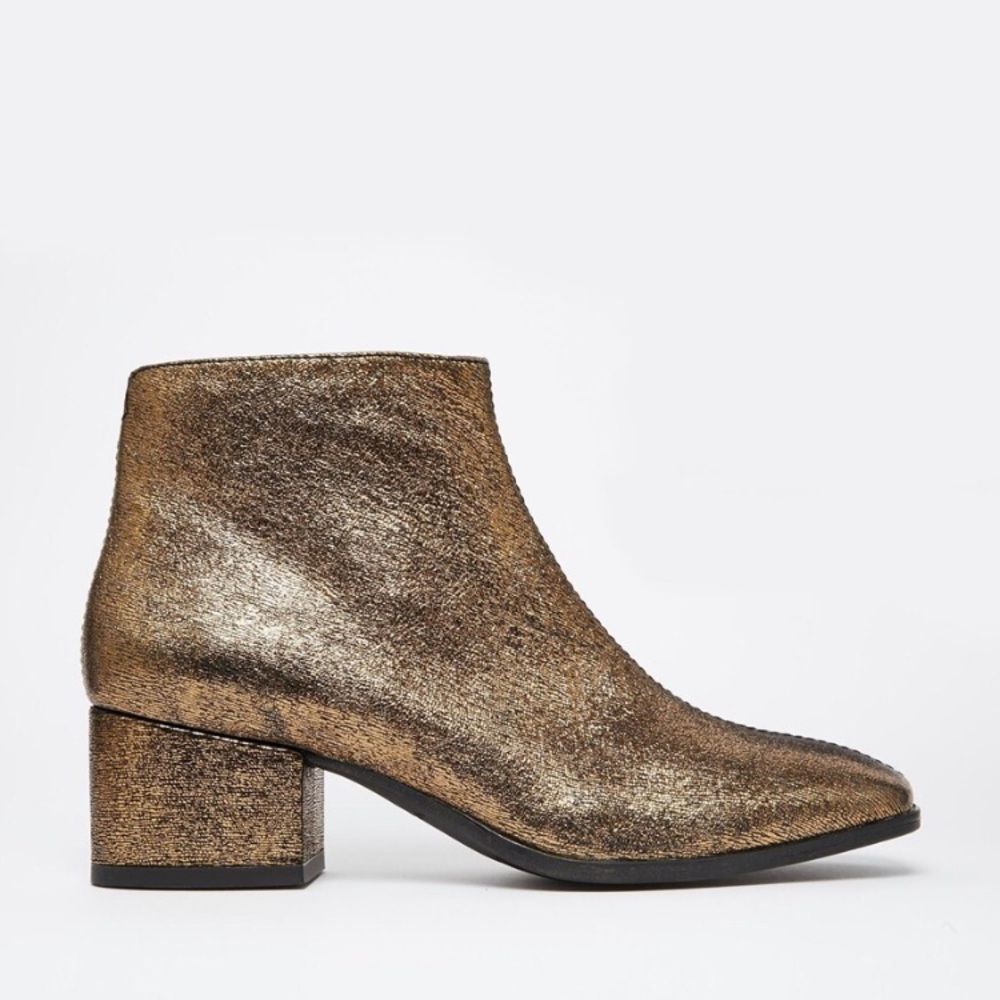 Vagabond Daisy Gold Metallic Leather Ankle Boots
