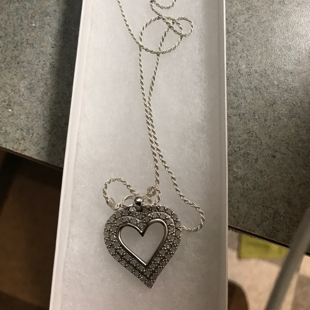 1CT Dimond Charm 100% Real with SS 18in chain