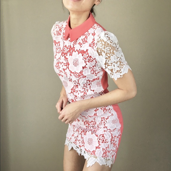 SALE Floral appliqué mini dress with collar. - Picture 2 of 5