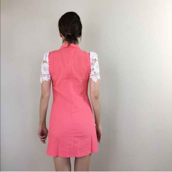 SALE Floral appliqué mini dress with collar. - Picture 5 of 5