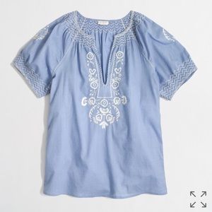 J. Crew Embroidered Peasant Top