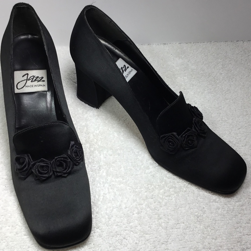 JAZZ Shoes Spanish Black NEW Size 7 Narrow Satin