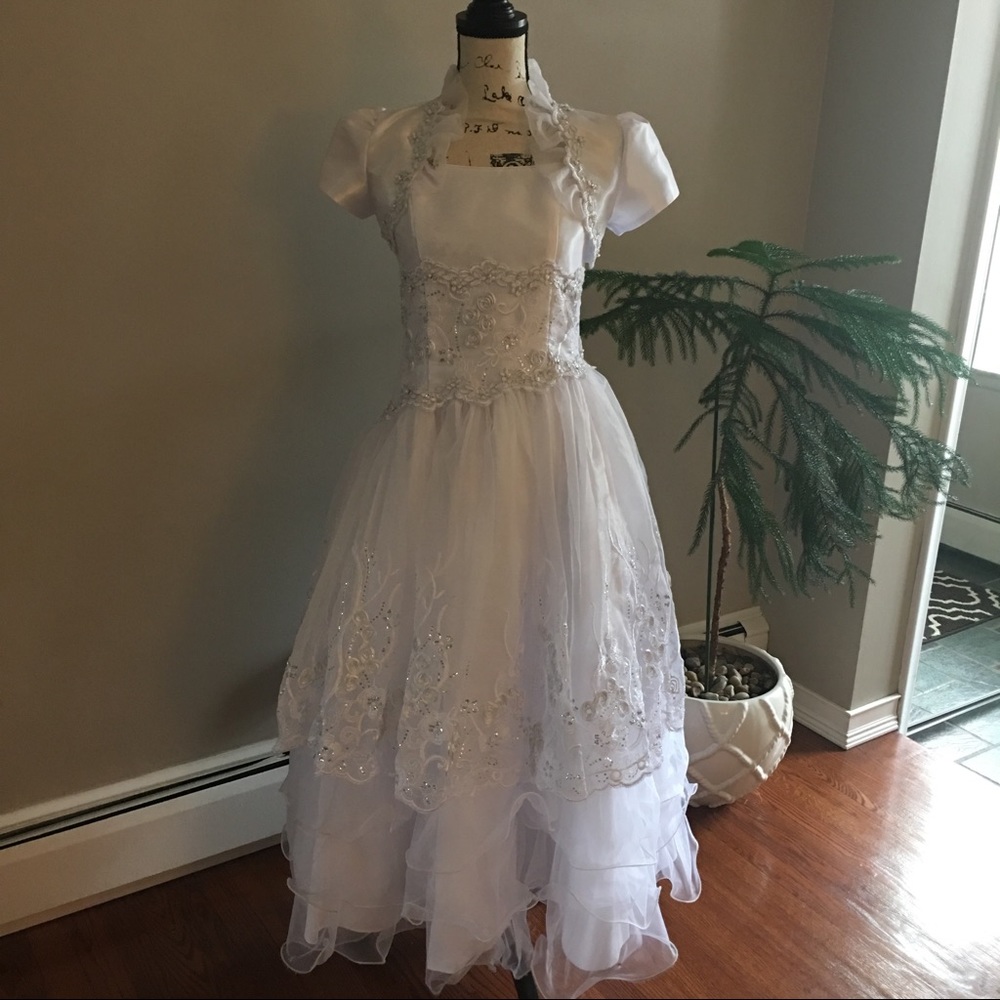 Girls white dress 10-13y