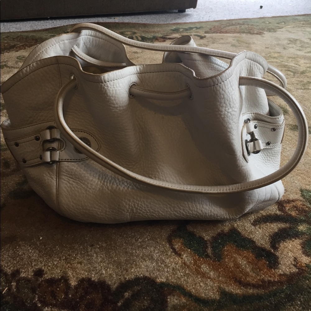 Cole Haan White Leather Bucket Purse
