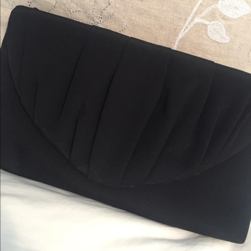 Black Satin Pleated clutch