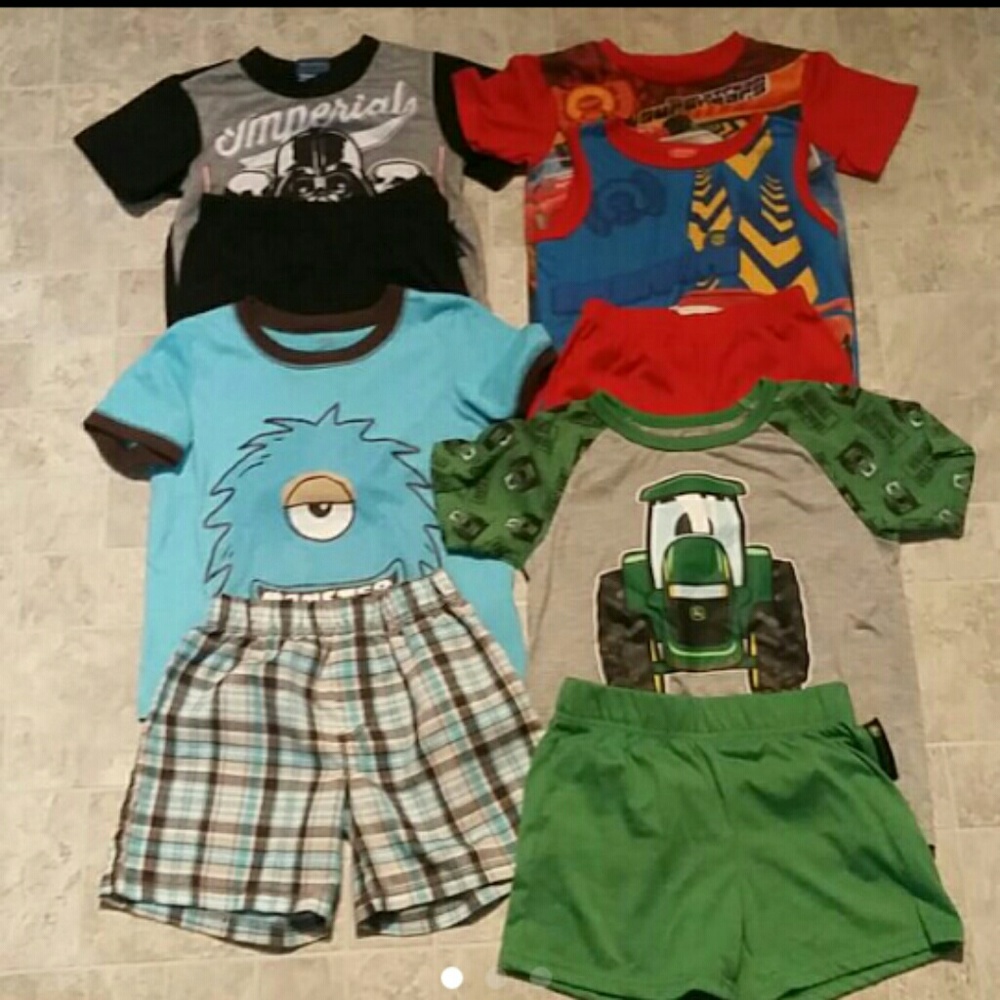 Lot Bundle of 8 Sets of Boys 4T Pajamas w/ Extras