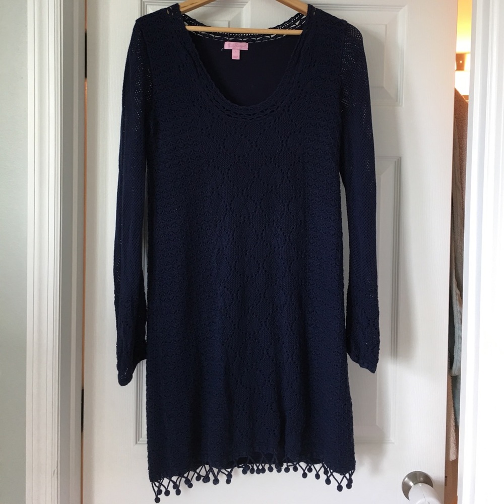 Lilly Pulitzer navy crocheted dress