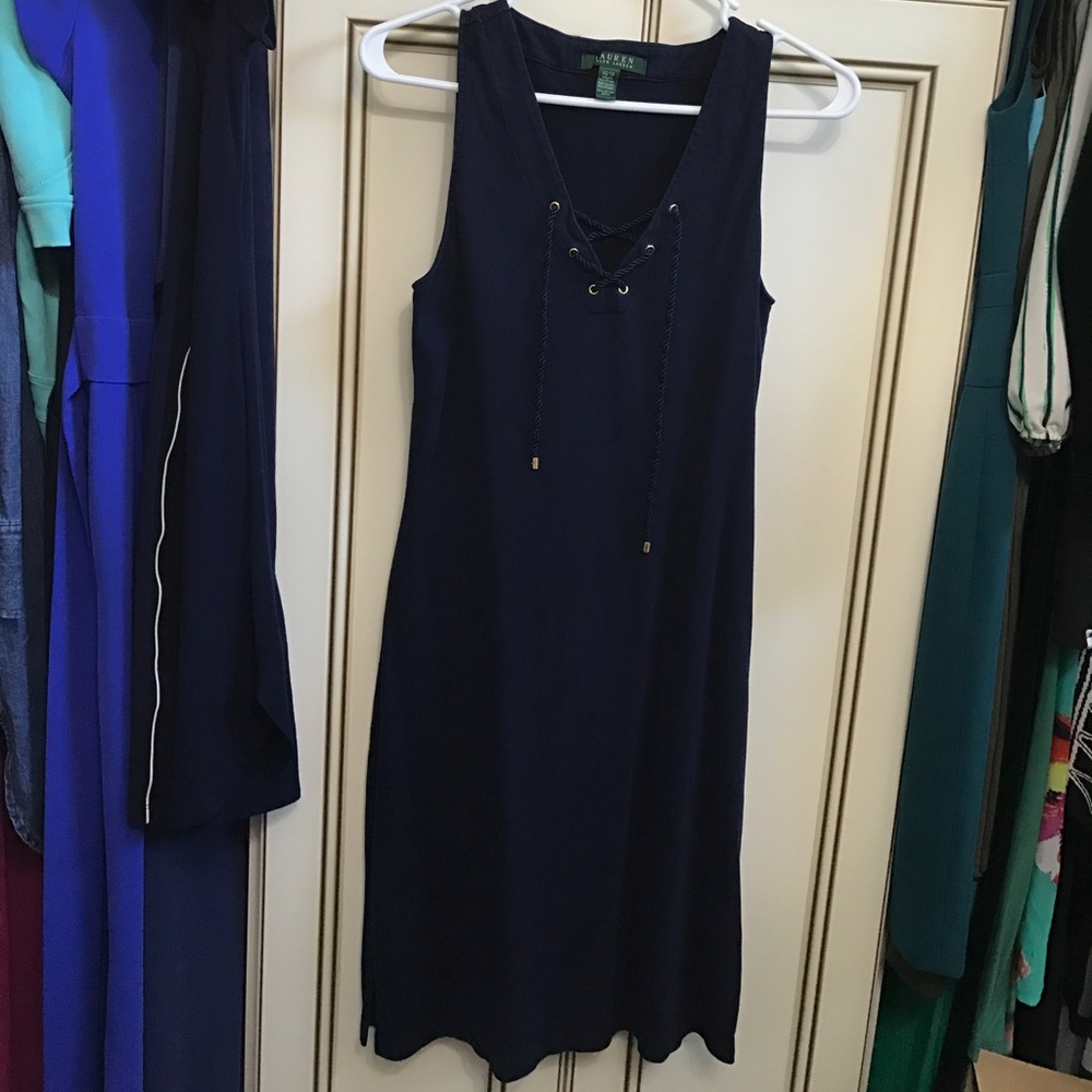 Ralph Lauren tie up midi dress