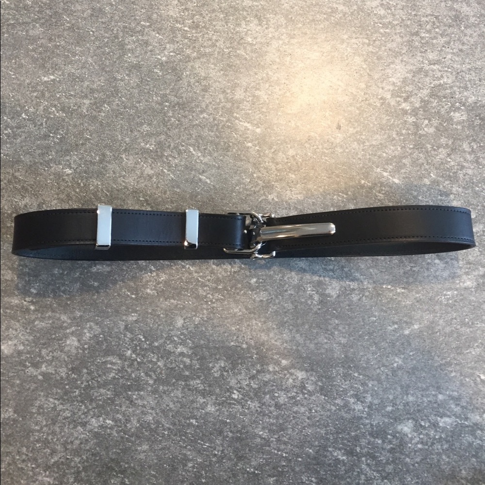 Black leather with silver accent belt
