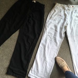 Set of white and black linen pants