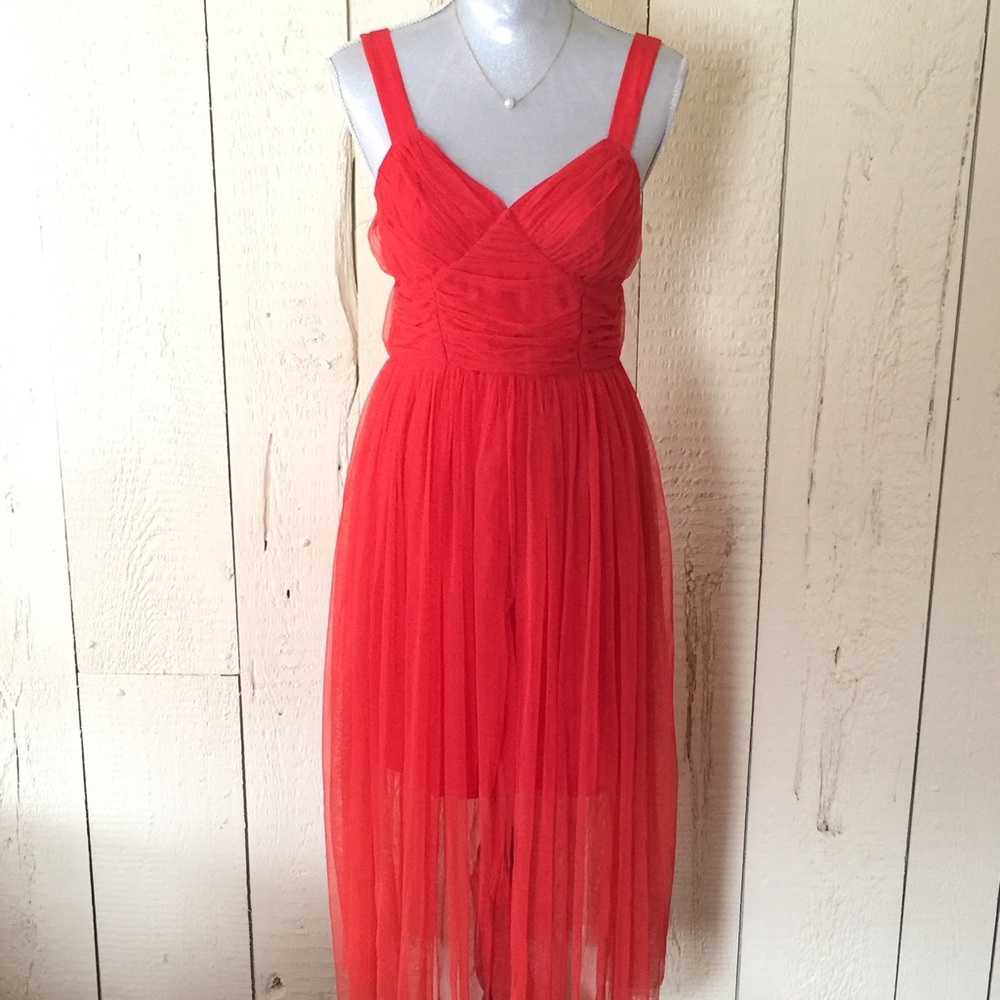 BNWT Red Sheer Holiday Dress