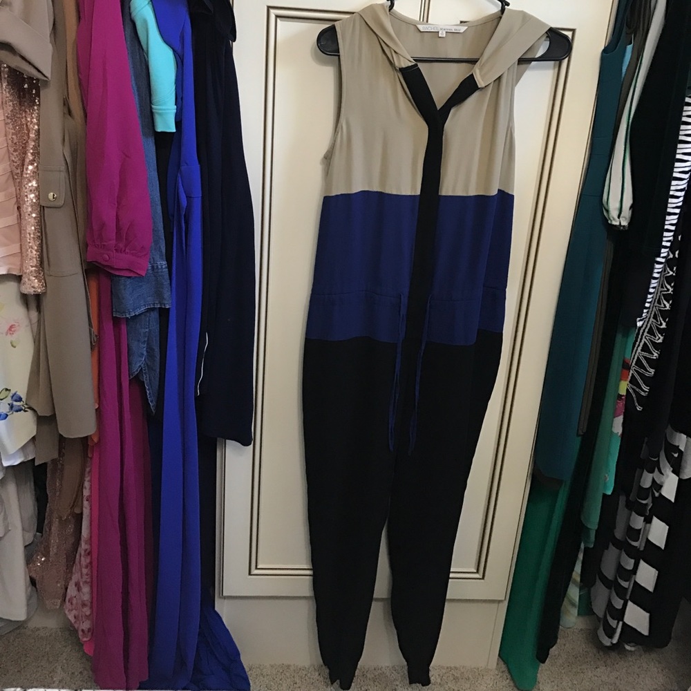 Hooded Rachel Roy button up jumpsuit