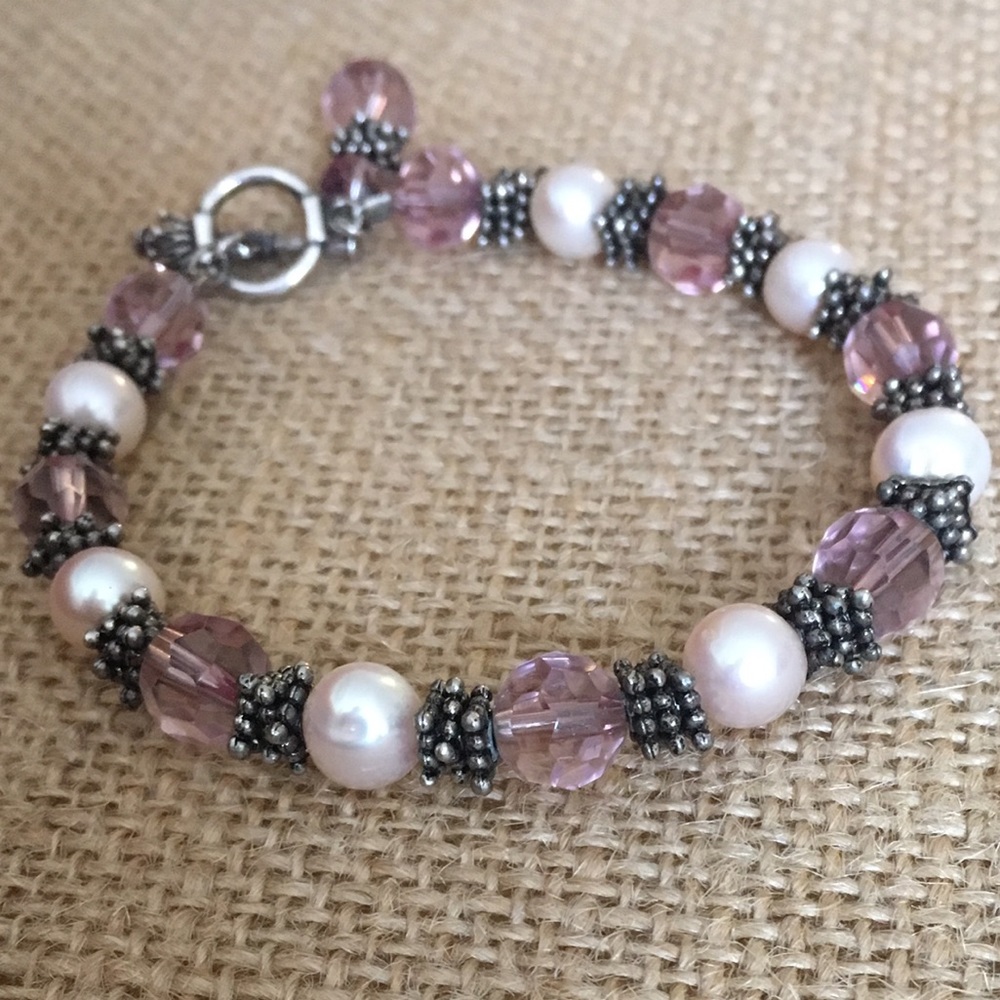 Vintage Sterling Silver & Pearl Bracelet