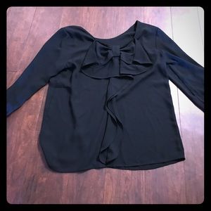 Bow back black blouse