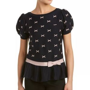 Red Valentino bow details peplum sweater