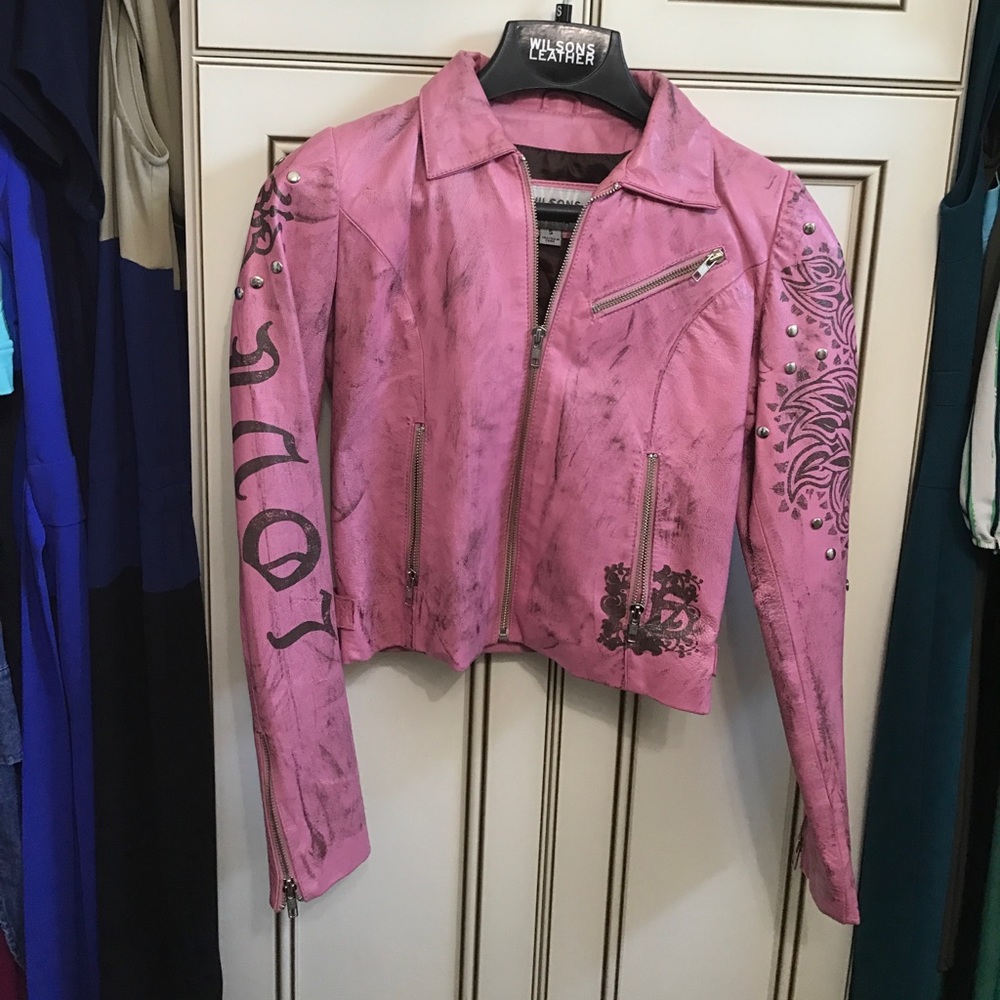 Genuine Leather pink jacket